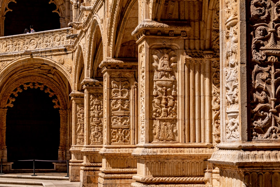 The carved stone facade of Jerónimos Monastery in Belém
