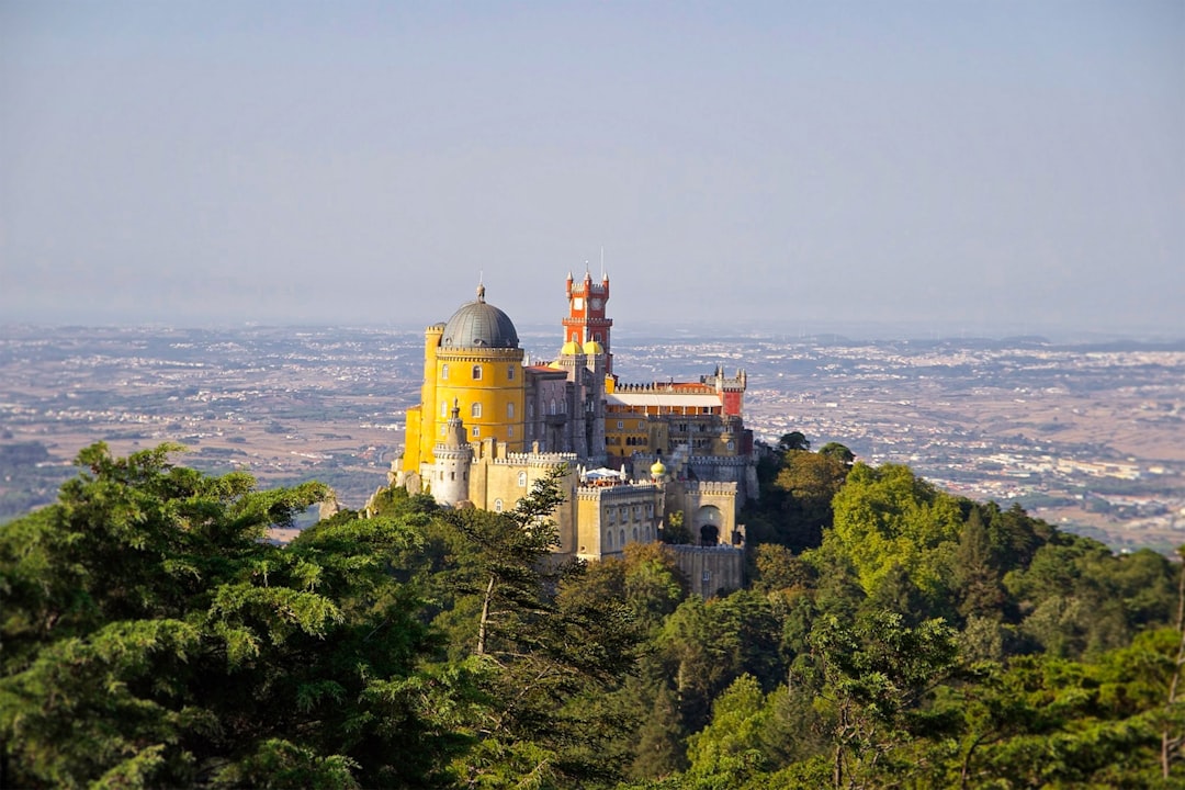 The colourful Pena Palace on its hilltop in Sintra