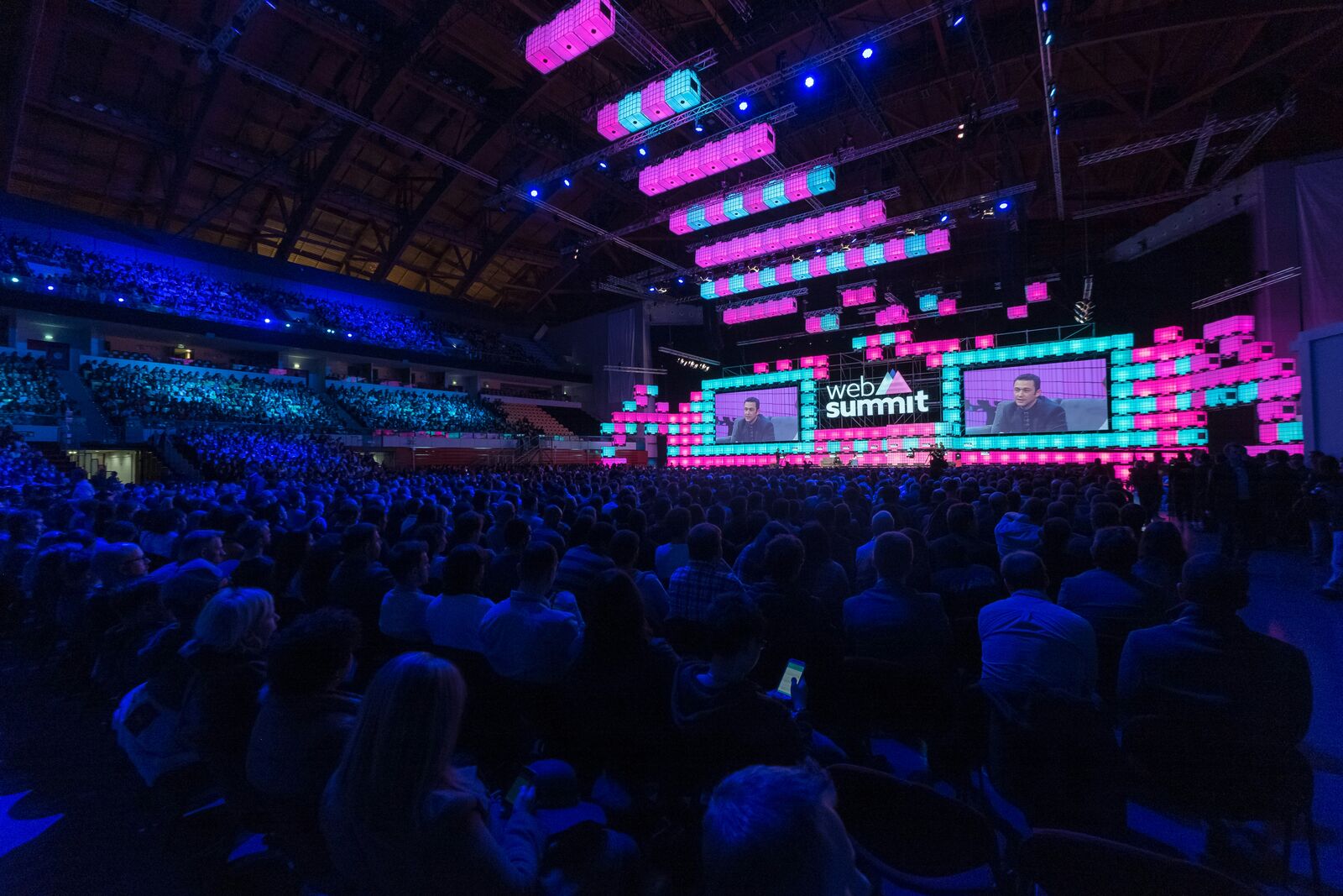 The Web Summit centre stage packed with delegates inside MEO Arena in Lisbon